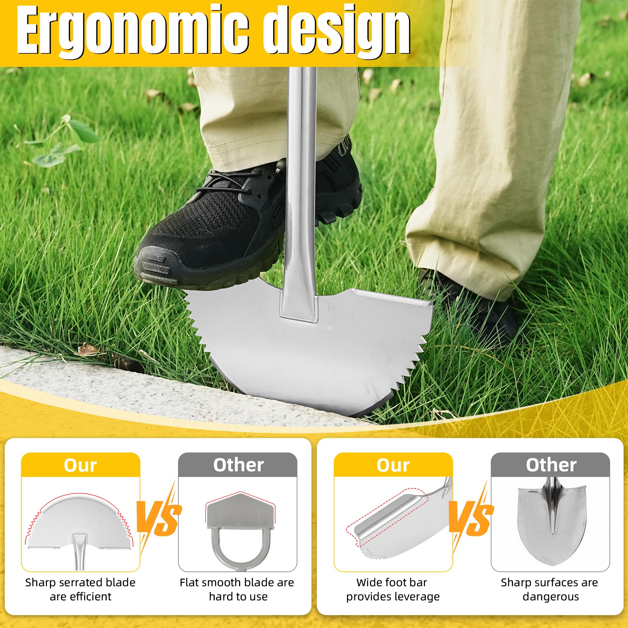 Serrated Lawn Edger - Half Moon Shovel for Perfect Edges -2