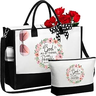 Christian Gifts for Women Faith, Inspirational Religious Gifts for Women, Catholic Spiritual Gift Mothers Day Birthday Gift for Woman Mom Sister Best Friends Coworkers - Canvas Tote Bag & Makeup Bag