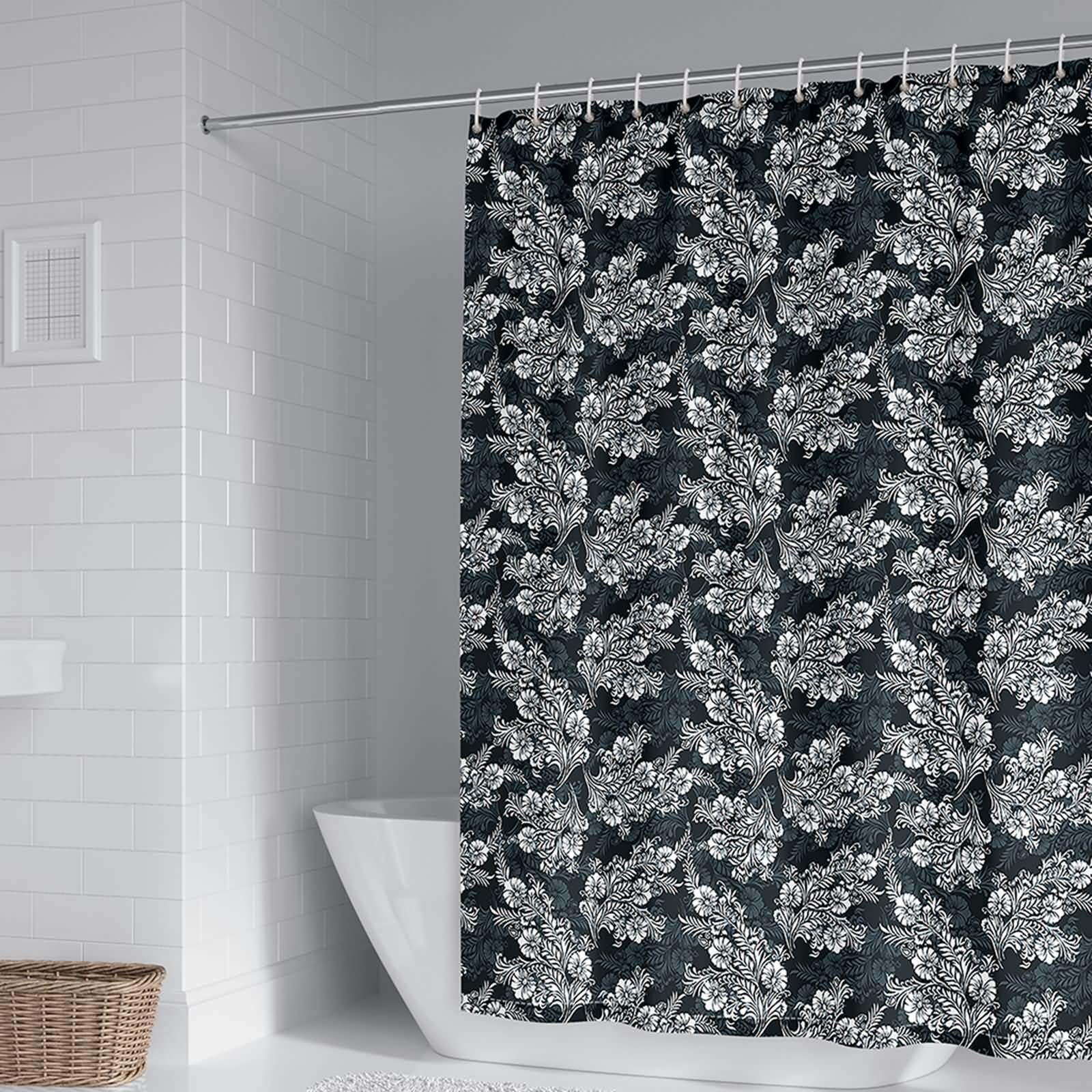 Rideau de douche anti-moisissure imperméable gris avec anneaux inclus