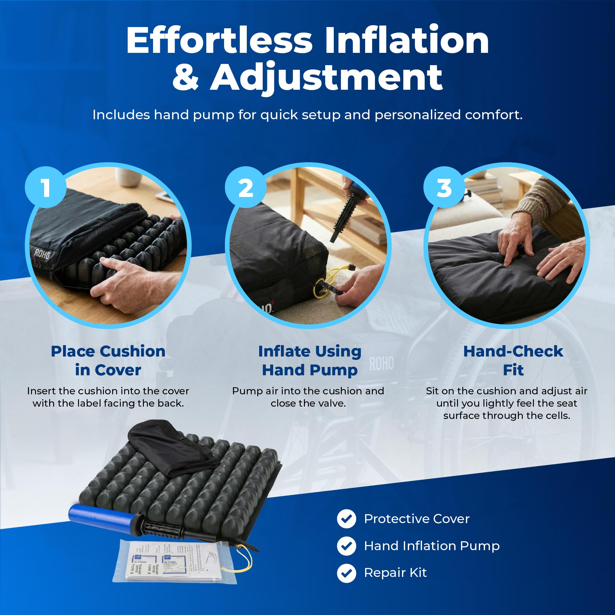 Roho Low Profile Wheelchair Cushion 18-19 x 16-17 Standard Cover product thumbnail 7
