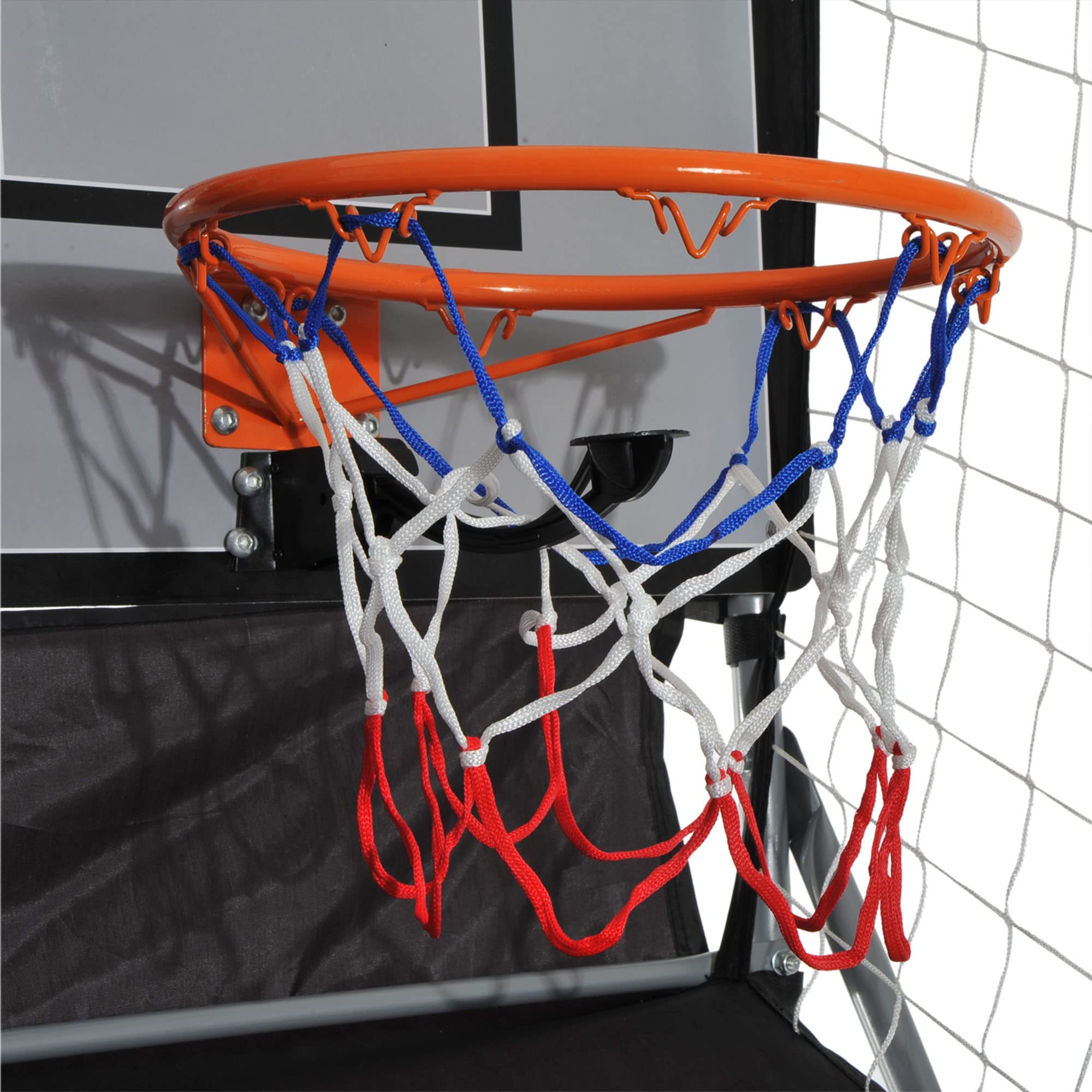 HOMCOM Jeu de Basketball Arcade Pliable à 2 Panier 4 balles Pompe de gonflage, Panier de Basketball avec système de pointage, 4 Bouton Fonctionnement et 8 Modes de Jeux, 205x110x205cm, Noir et Blanc