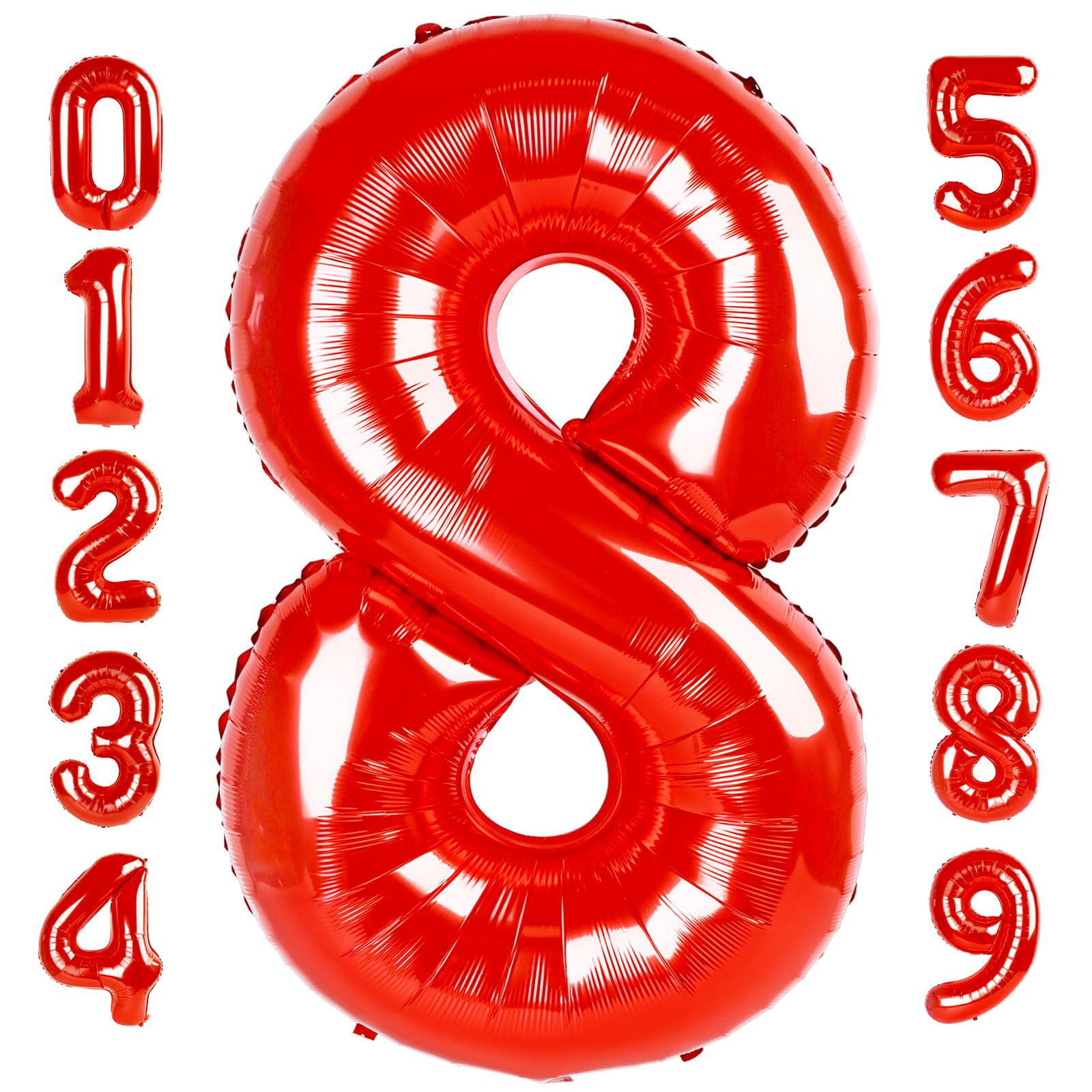 Number 8 Balloon 40 Inch Red Party Decorations, Large Mylar Foil Helium Balloon Birthday for8 18 28 80 1989 Decorations Party Supplies, Wedding Anniversary