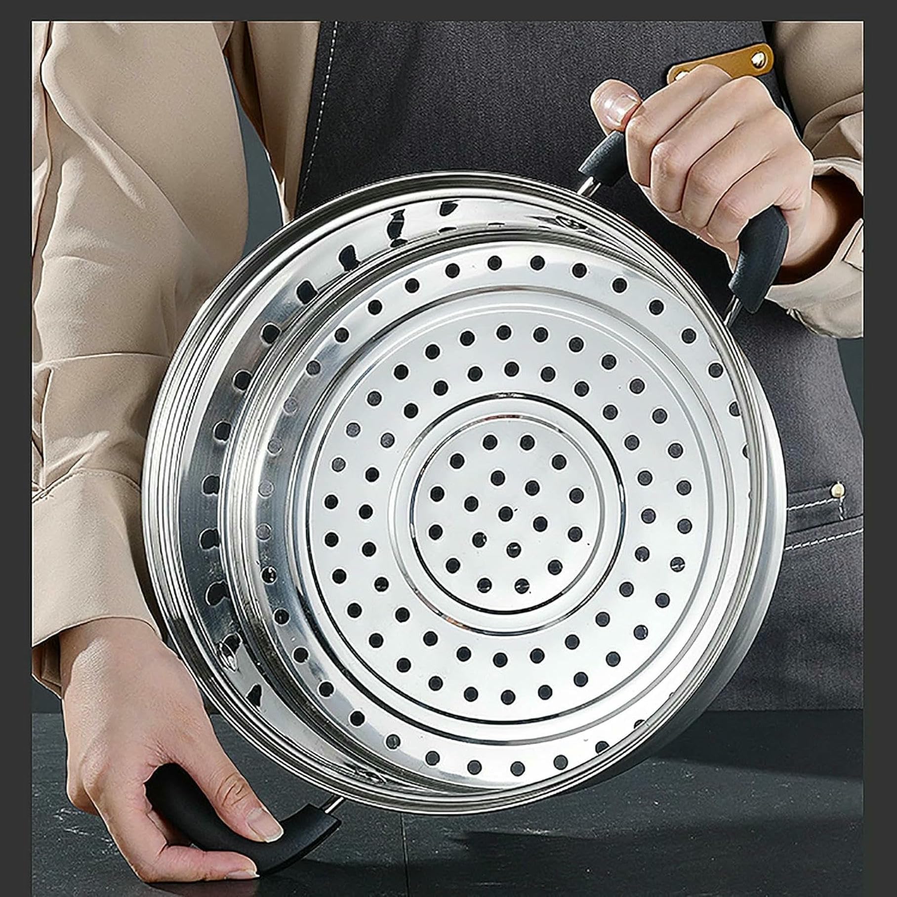 Olla Caliente/Olla para Sopa De Acero Inoxidable 304 De Doble Fondo, Antiadherente para Uso Doméstico, Cocina De Inducción A Gas，32cm