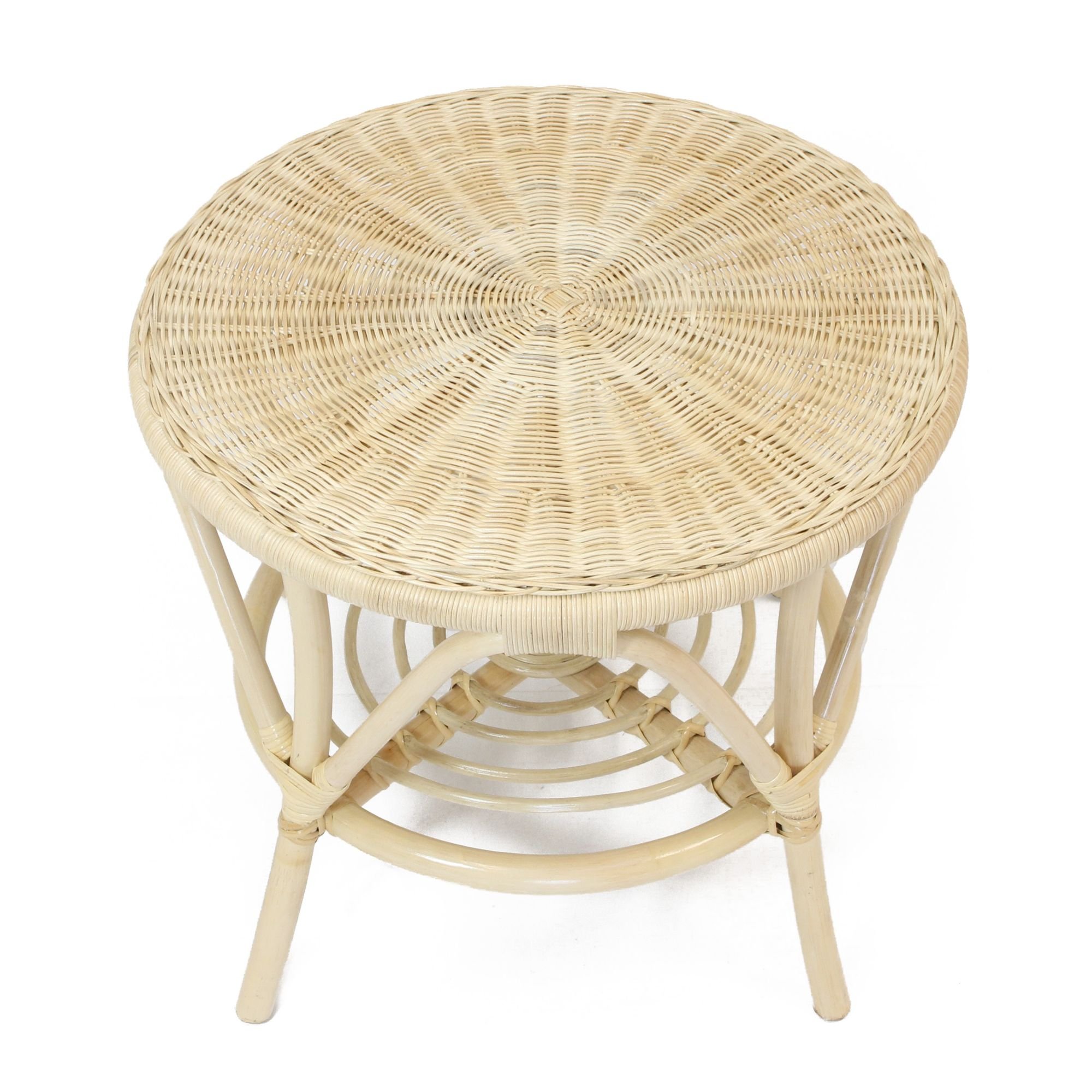 Dekoleidenschaft Table d'appoint en rotin laqué naturel, ronde, Ø 62 cm, table d'appoint, table basse, table de salon