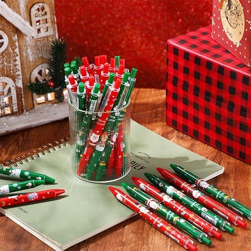 Miniatura 7 de Yeaqee 72 bolígrafos de Navidad con tinta de gel para vacaciones, regalos temáticos de Navidad, bolígrafos divertidos para vacaciones, oficina,