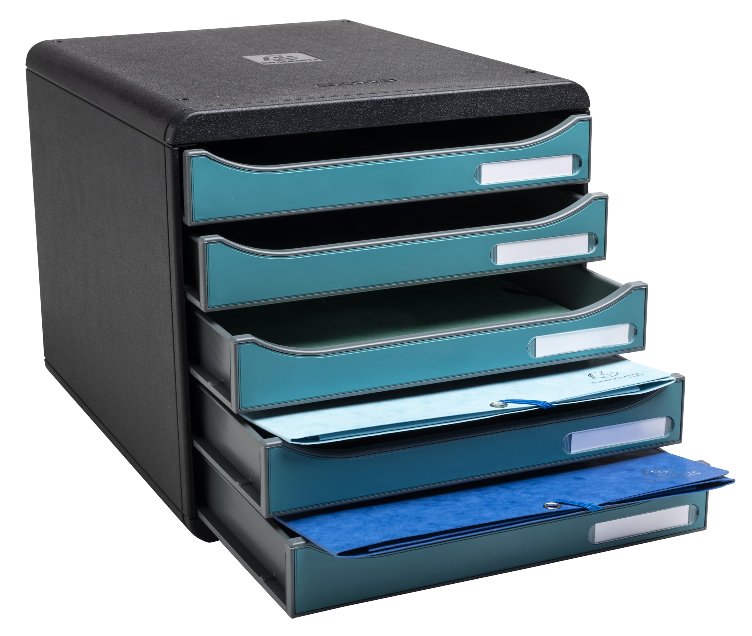 Exacompta - Ref. 30934D - Módulo de clasificación, almacenamiento BIG BOX+ Skandi, superponible, 5 cajones para documento A4+ Dimensiones externas. : Prof 34,7 x ancho 27,8 x Alto 27,1 cm - Azul