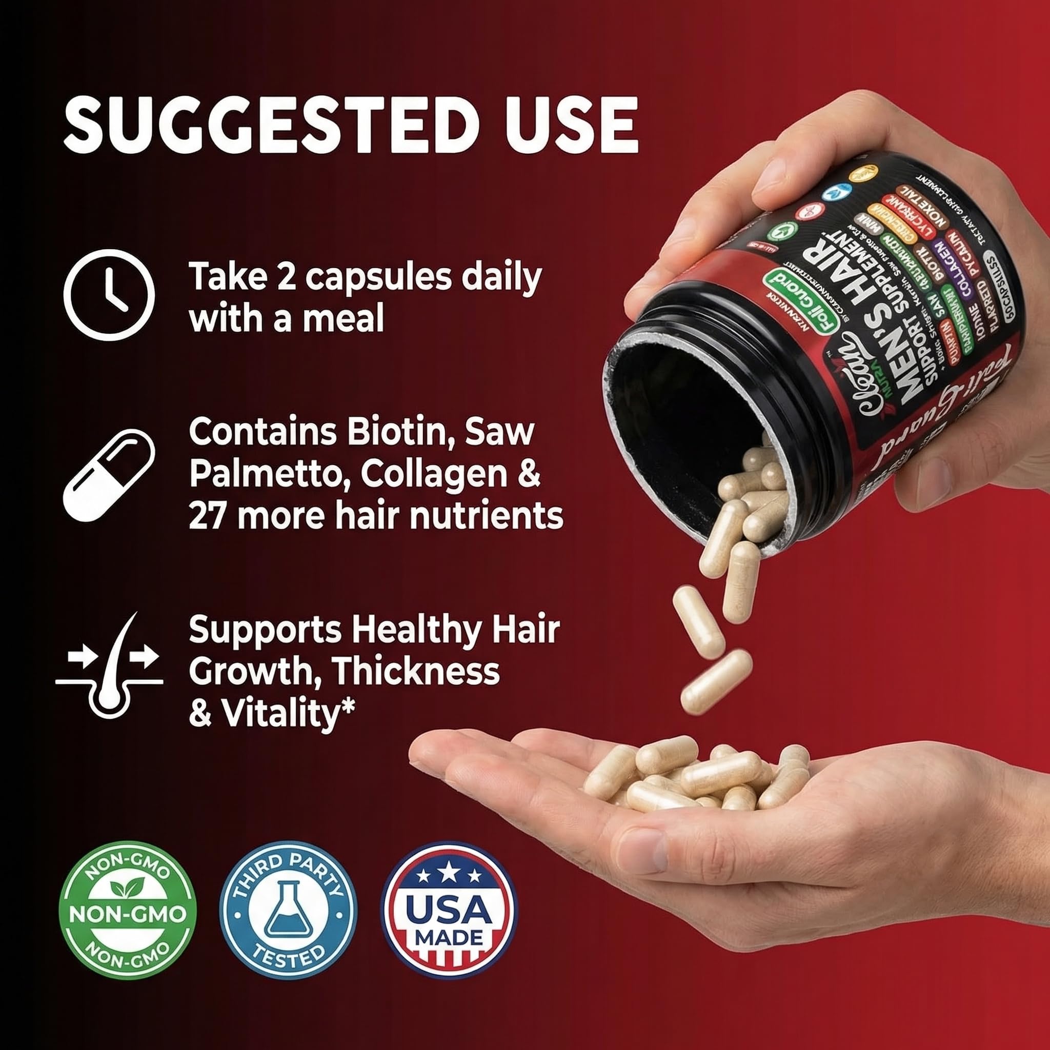 Amazon.com: Hair Growth Supplement For Men | Biotin Hair Vitamins