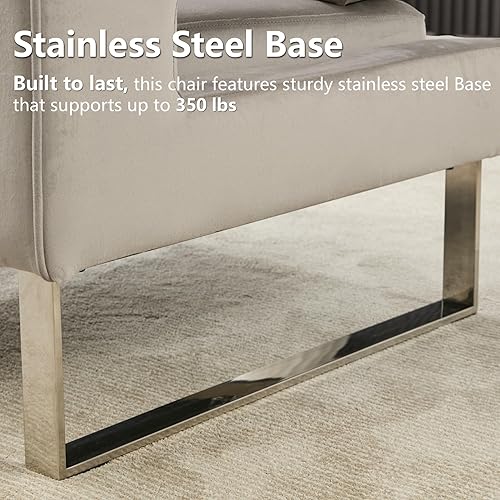 Miniatura 5 de Juego de 2 sillas decorativas de terciopelo, modernas sillas decorativas grises para sala de estar, silla tapizada para sala de estar para oficina