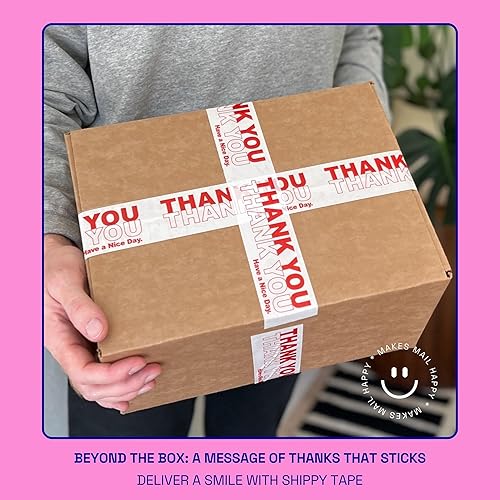 Miniatura 2 de Cinta de embalaje decorativa Thank You para pequeñas empresas  Cinta de envío de embalaje de diseño lindo  Impresión de bolsa Bodega NYC, rojo y