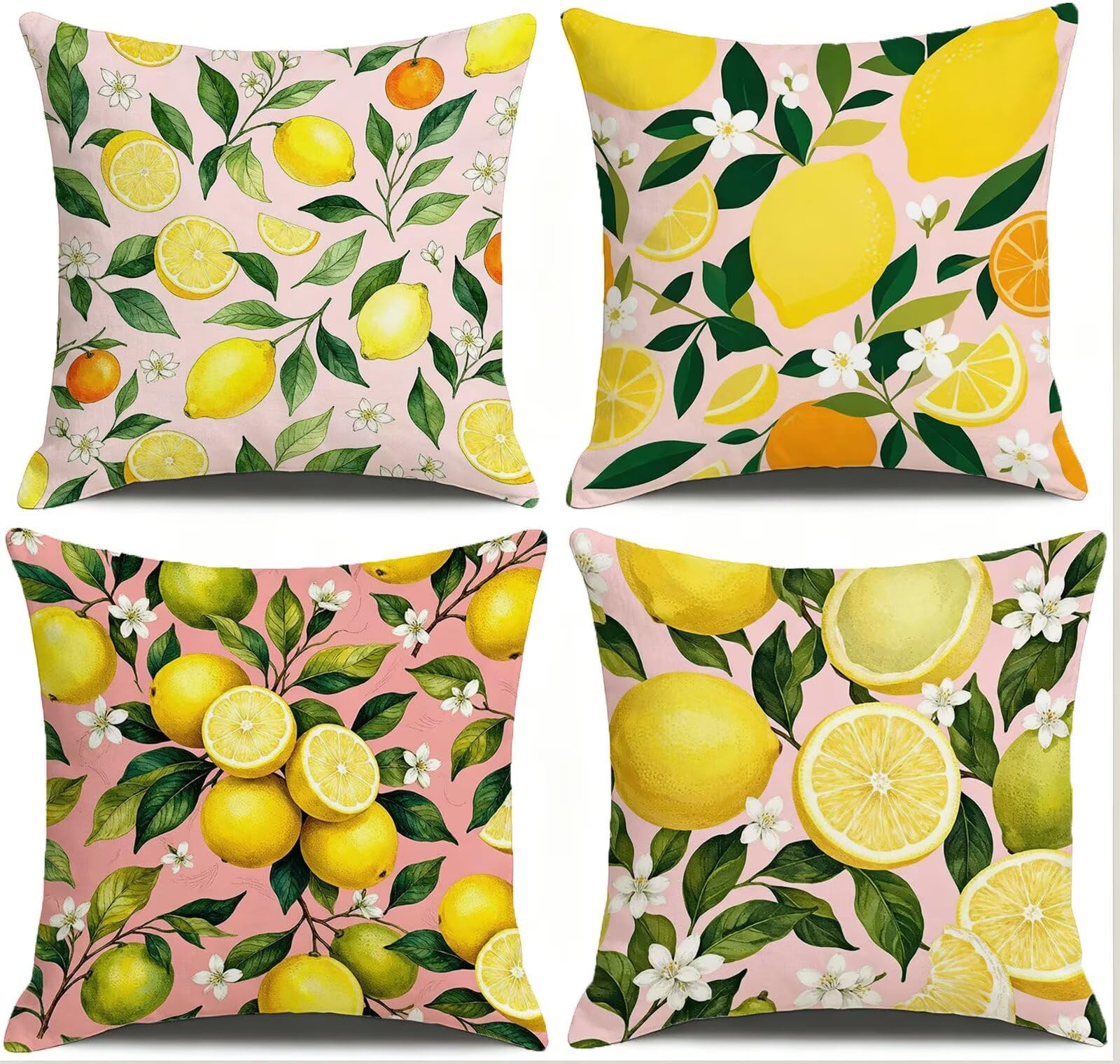 Giallo Federe Cuscini Divano 40x40cm, Cuscini da Esterno Set de 4, Cod-195