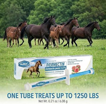 6-Pack Ivermectin Horse Paste 1.87% Apple Flavored Oral Dewormer for Horses