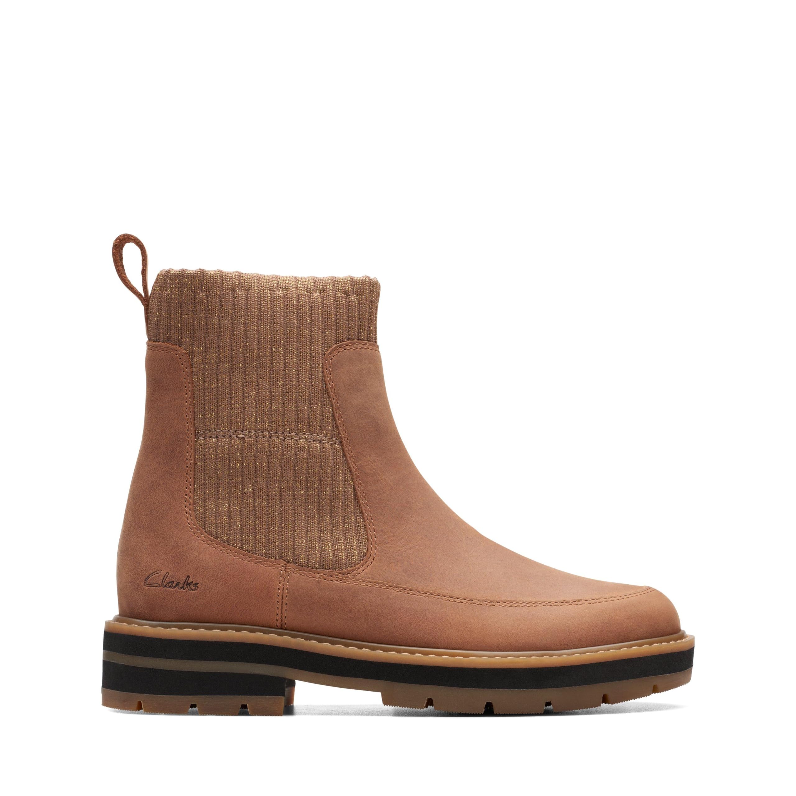 Clarks Girls Prague Top K. Mid Calf Boot, Light Tan, 10 UK Child