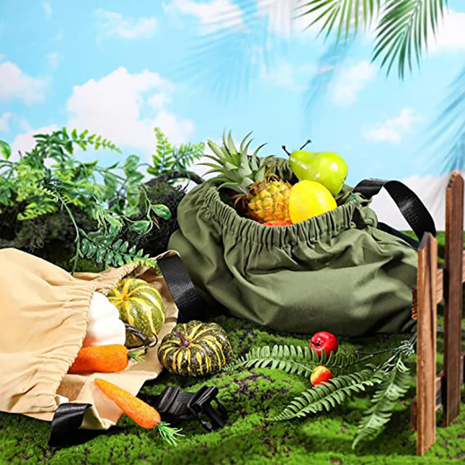 Tablier de récolte et de désherbage de sac de cueillette de fruits pour jardiniers pochette de rangement de récolte de légumes de grande capacité pour aide agricole(Kaki)