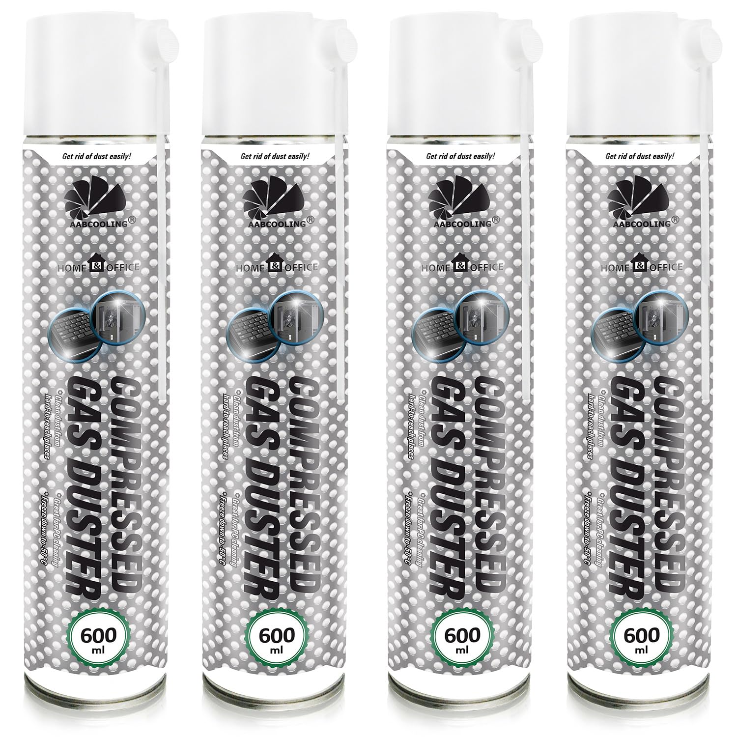 AABCOOLING 4 x 600ml Home&Office Druckluftspray Gas Duster K3, PC Reinigung, Pressluft Dose, Staubgebläse, Luft-Druck, Reinigungsgerät, Spielekonsolen, Keyboard, Druckluft Spraydose, Air Duster