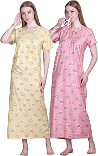 First Sleep Cotton Night Gown for Women – Stylish Maxi Nighty | Soft & Comfortable Cotton Gowns for Ladies | Night Dress f... Price In India
