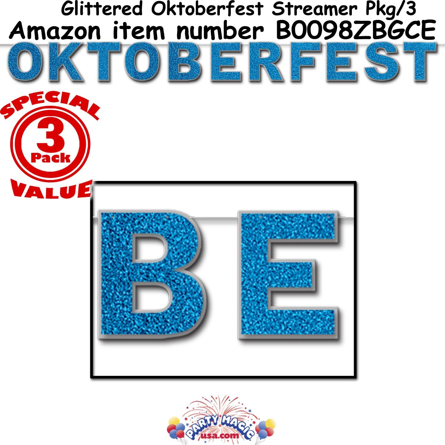 Glittered Oktoberfest Streamer 8½in. x 9ft., Pkg/6