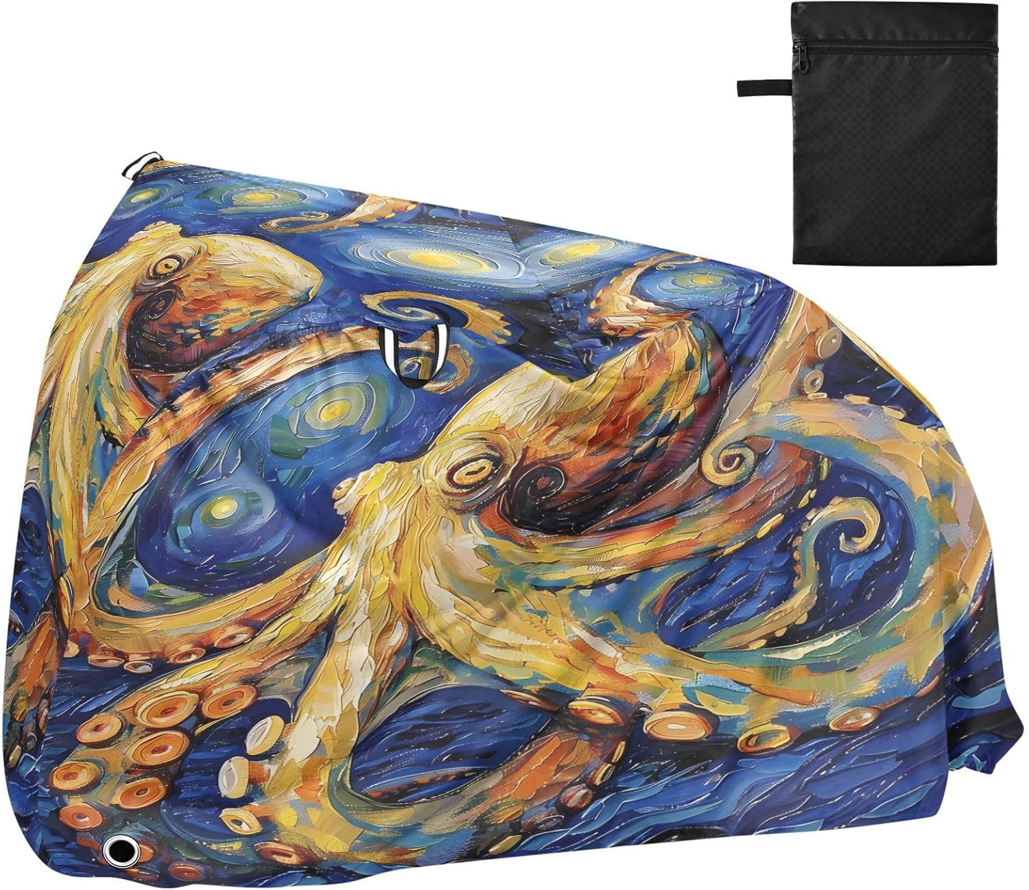 ALAZA Octopus Starry Sky Bike Cover Waterproof Outdoor Ebike Bicycle Covers Tarp Protection for 1/2 Bikes, Sun UV Dust Wind Proof