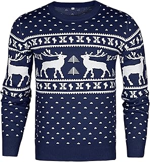 Uniexcosm Men\'s Christmas Jumpers Warm Xmas Sweaters Reindeer Knit Pullover Top Snowflake Sweatshirt Knitwear