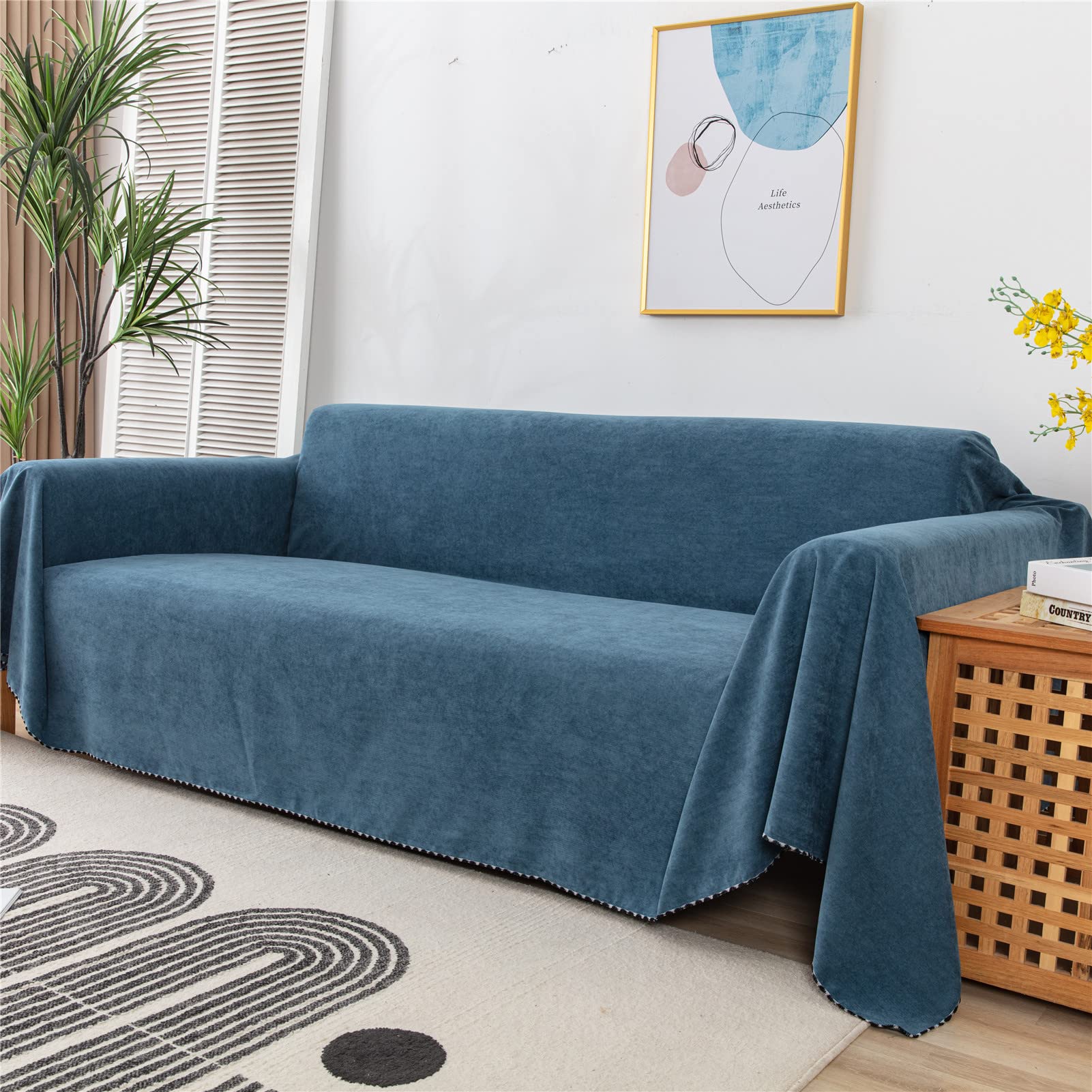 Colcha Multiusos para sofás, Cubre sofá,Cubre Cama, colchas para sofás, Cubresofa Cubrecama, Manta de Viaje para sofá y Cama Manta para Siesta (Azul Marino,180 x 260cm)