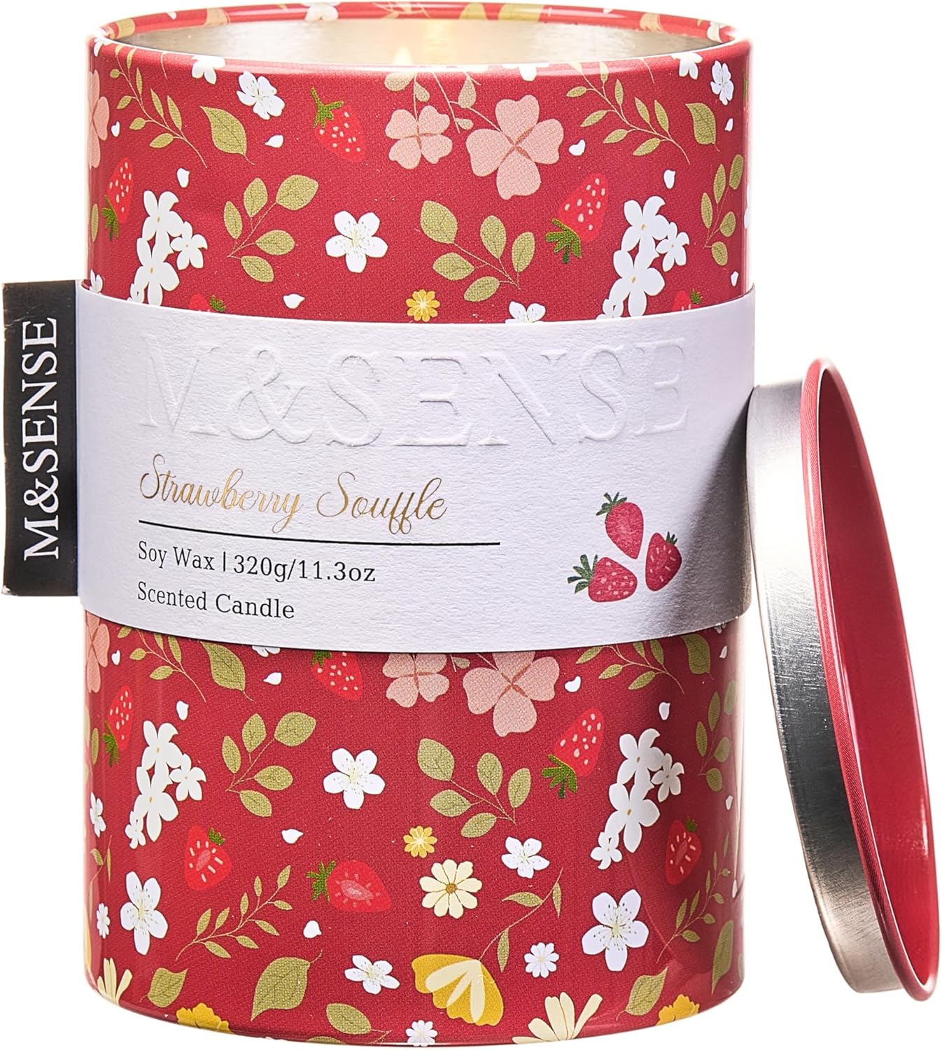 M&SENSE Spring Candle 11.3 oz,Strawberry Souffle Scented Candle,Non-Toxin Soy Wax for Home Scented, Floral Candles Gift for Women, Up to 70 Hours Burning Long-Lasting Fragrance