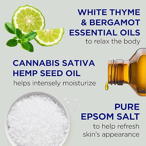 Miniatura 3 de Dr Teal's Baño espumoso con sal pura de Epsom, aceite de semilla de cáñamo de cannabis sativa, 34 onzas líquidas (paquete de 2)