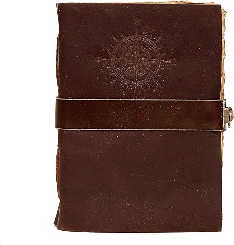Miniatura 8 de Diario de cuero vintage con brújula - Antiguo hecho a mano con candado Diario encuadernado en cuero con papel de borde de cubierta para diario de