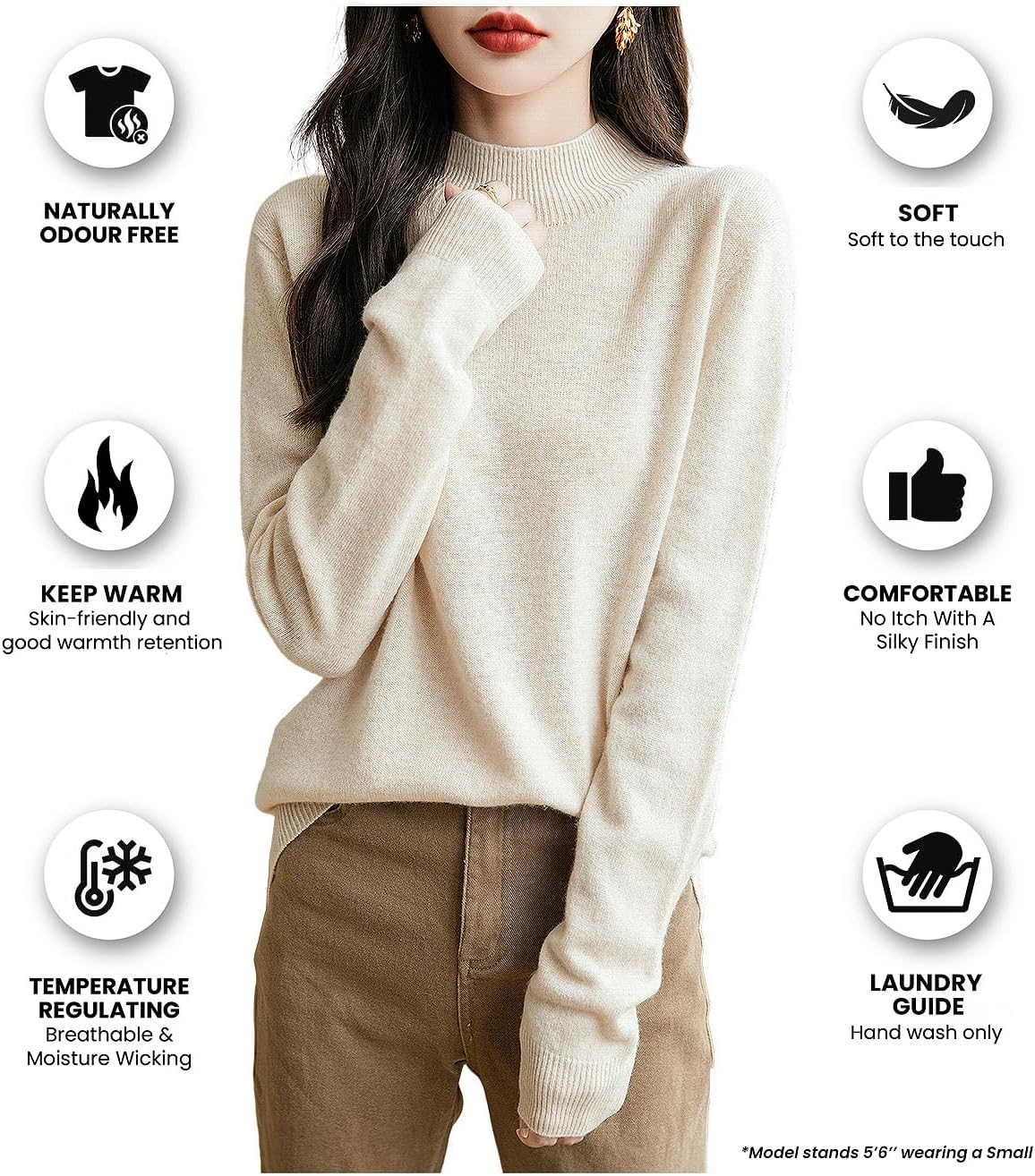 Chanyarn Women's 100% Merino Wool Seamless Sweater Mock Neck First-Line Ready to Wear Long Sleeve Knitted Pullover Tops - Image 5