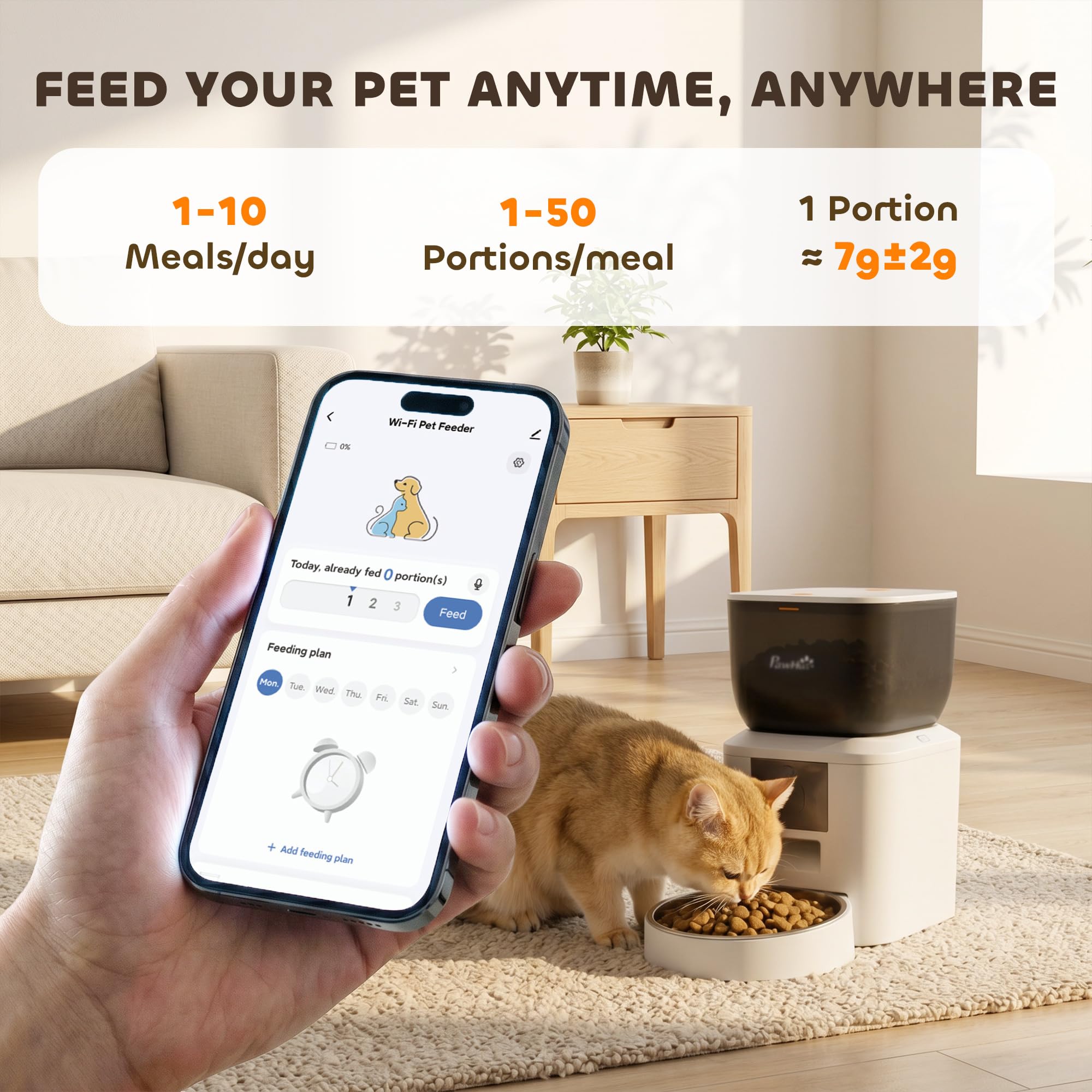 PawHut Comedero automático para gatos con cámara, WiFi de 2.4 G, control inteligente de aplicación, comedero para mascotas de 4 L, 1-10 comidas con audio de 2 vías, visión nocturna, antiobstrucción