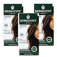 Vista 1 de Herbatint Permanent Haircolor Gel, 4N Chestnut, Alcohol Free, Vegan, 100% Grey Coverage - 4.56 oz (3 Pack)