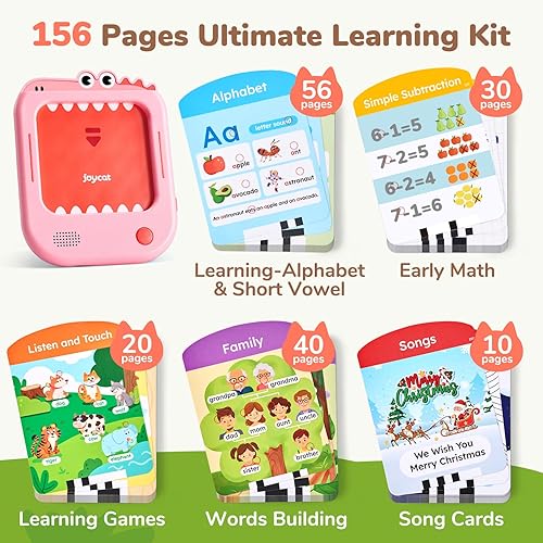 Miniatura 2 de JoyCat Tableta de aprendizaje para niños, 156 páginas de tarjetas flash para leer con 20 juegos interactivos, juguete Montessori para alfabeto,