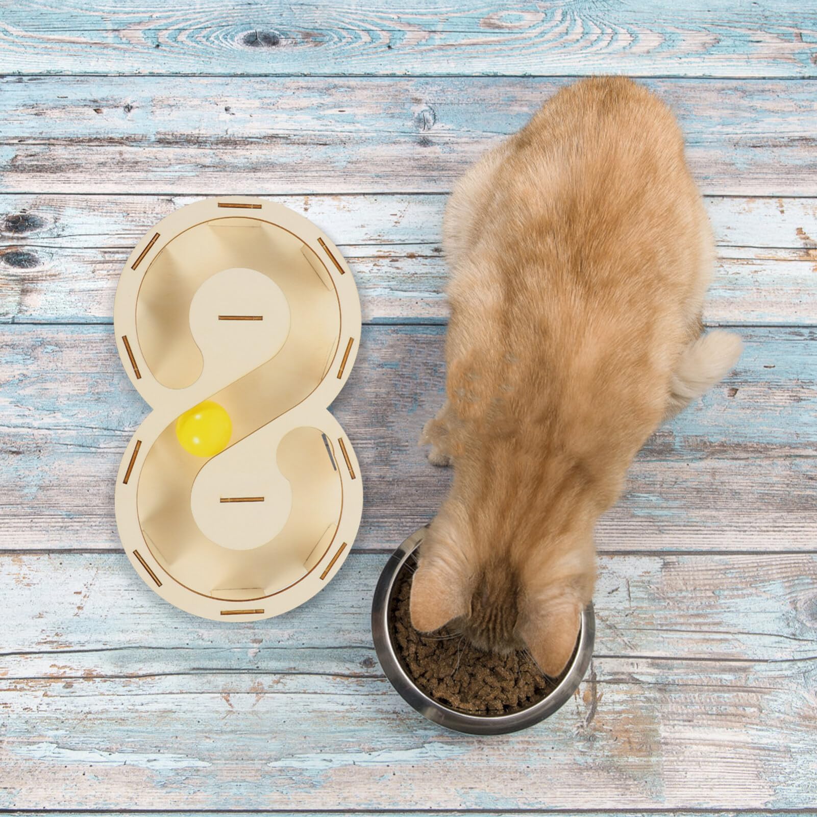 ibasenice Juguete para Gatos Varitas Interactivas para Gatos Bolas Interactivas para Mascotas Juguete para Gatos Pista De Bolas Laberinto De Madera