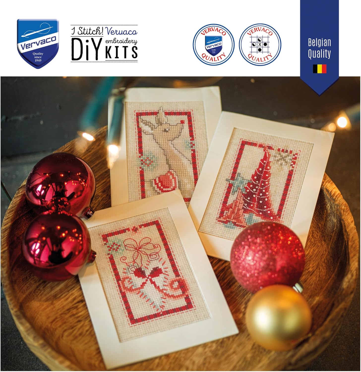 Vervaco Counted Cross Stitch Greeting Card Kit Christmas (Set of 3) PN-0154080