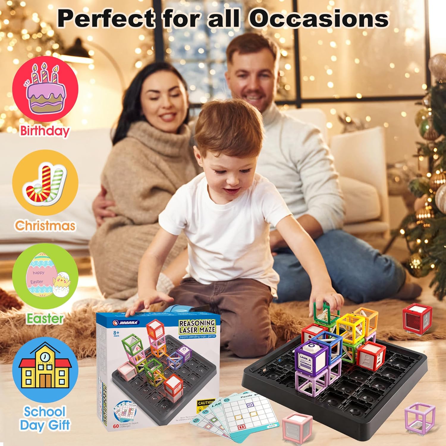 Laser Maze Reasoning Game Stem Toys for Ages 8-12, Puzzle Game with 60+ Challenging STEM Logic Toys, Educational Toy for 8 9 10 11 12 13 14 Year Old Boys, Kids Gift for Christmas/Easter/Birthday