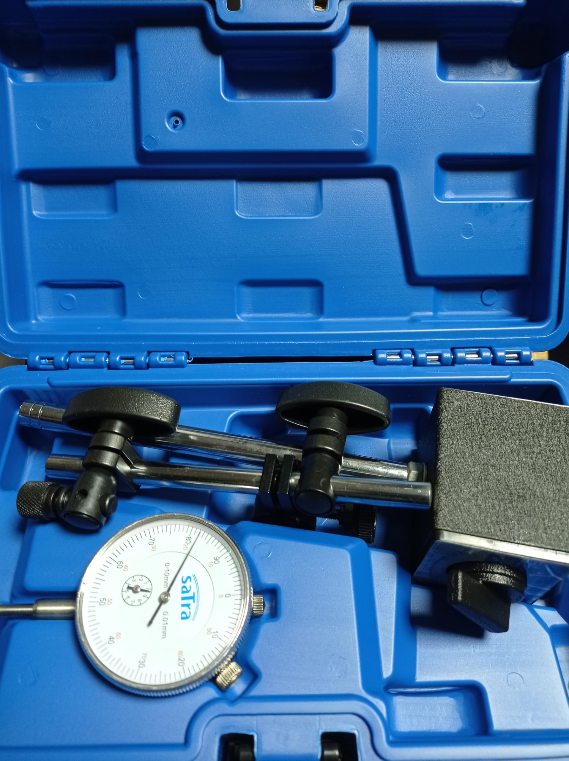 Reloj Comparador con Soporte Magnético Profesional SIO – Medición Precisa 0,01 mm – Base Magnética Ajustable y Reloj de Alta Precisión para Mecanizado e Industria