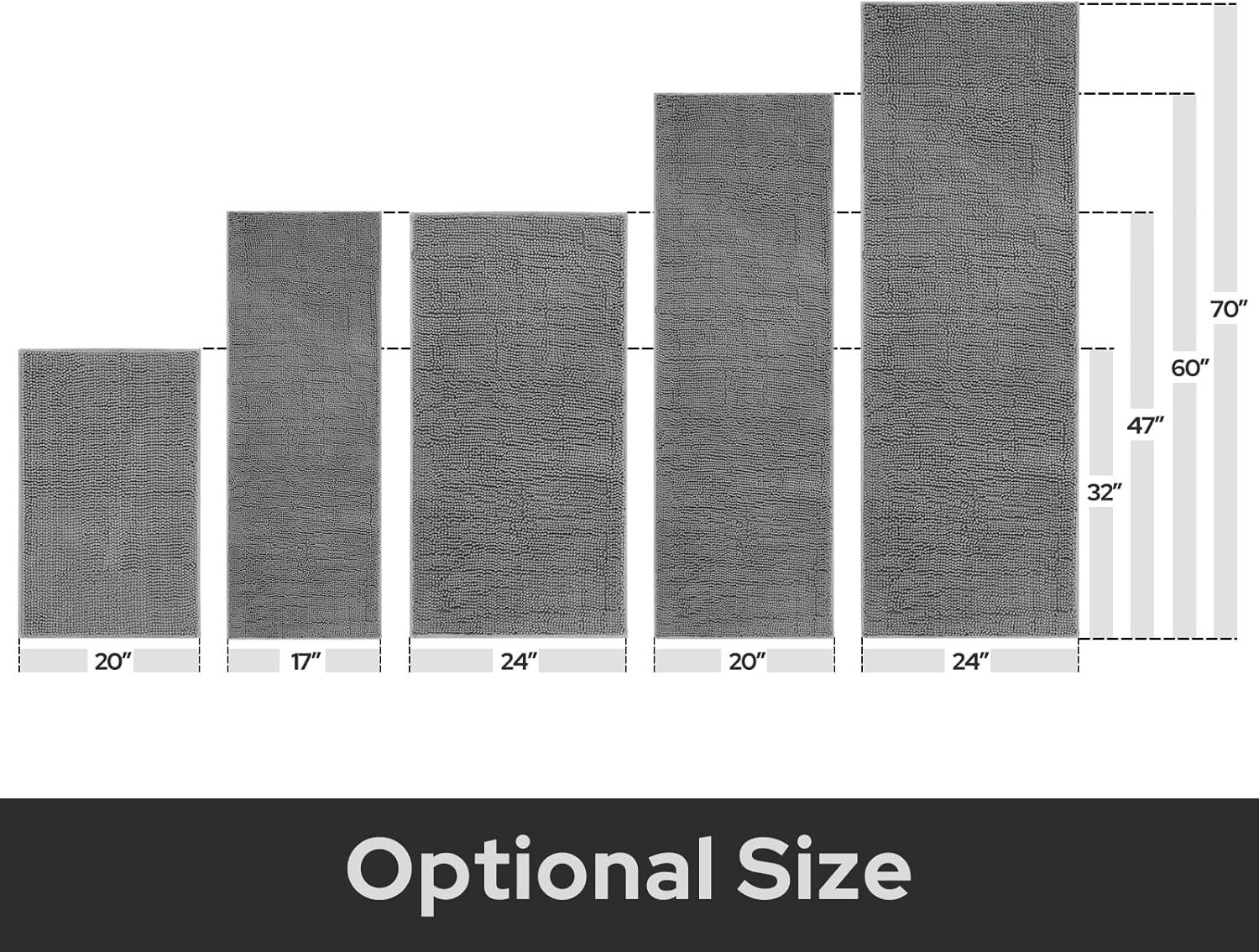 HOMEIDEAS Bathroom Rug Runner Grey 20×60 inch, Ultra Soft
