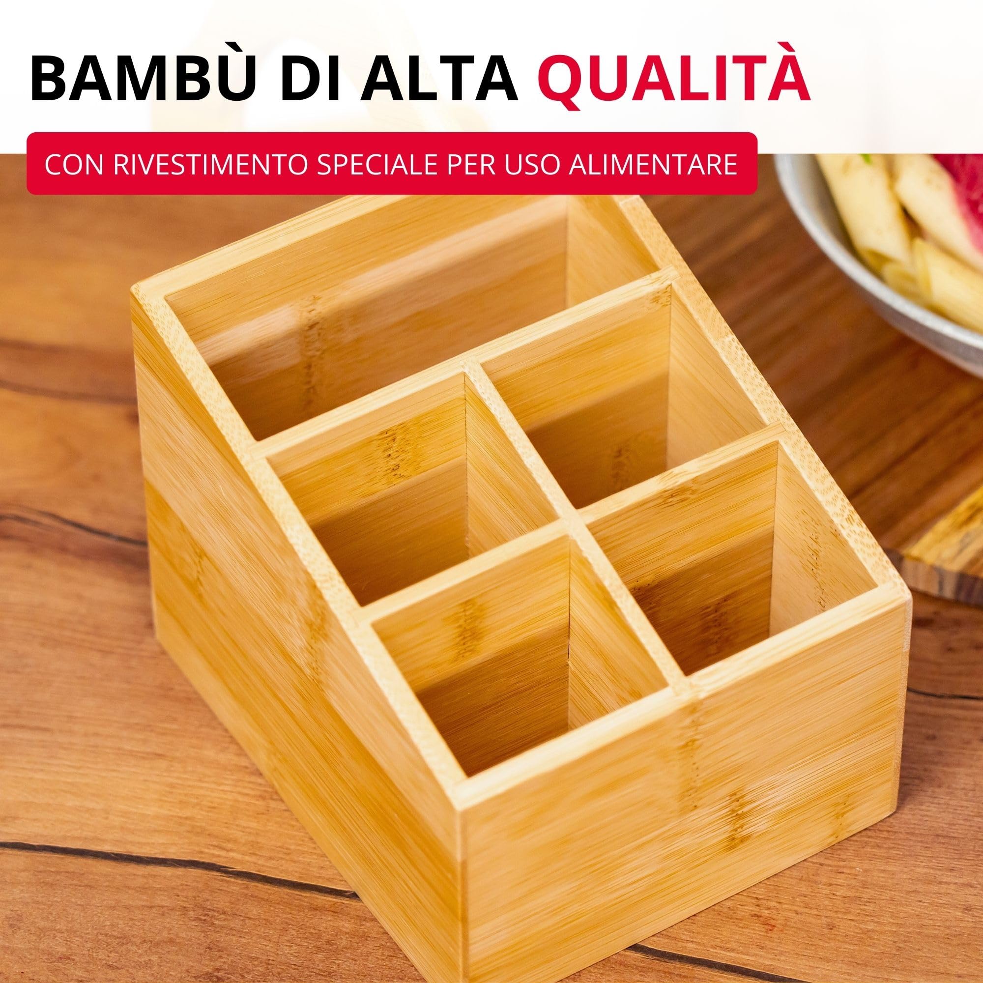 Westmark Organizer da cucina, 5 scomparti, Dimensioni: 13 x 13,5 x 16 cm, Bambù, Tapas + Friends, Marrone chiaro, 69842270