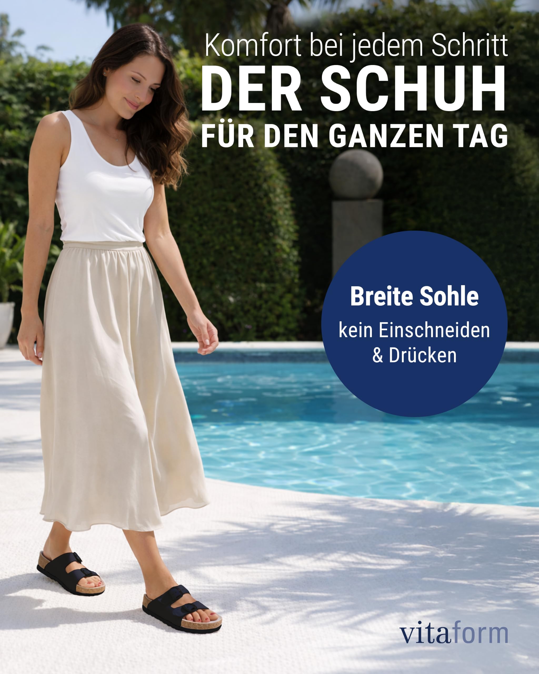 VITAFORM Pantoletten Unisex Weite H Vollrindleder | Arbeitsschuhe, Hausschuhe, Sommerschuhe, Pantoffeln, Naturkork-Fußbett, Komfortweite H, Größe 35-50, Handmade in Germany
