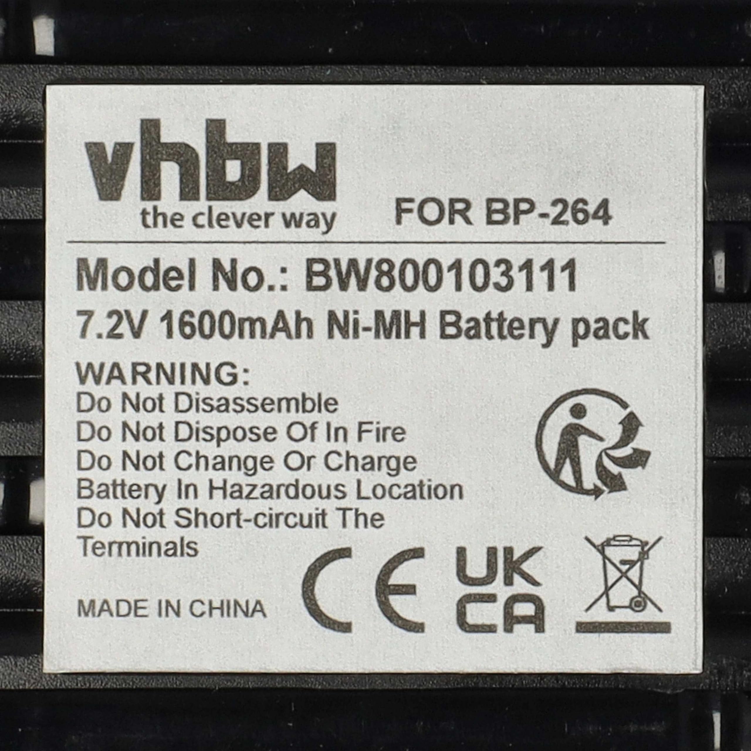 vhbw 2x batteria sostituisce Icom BP-264 per radio (1600mAh, 7,2V, NiMH) + clip