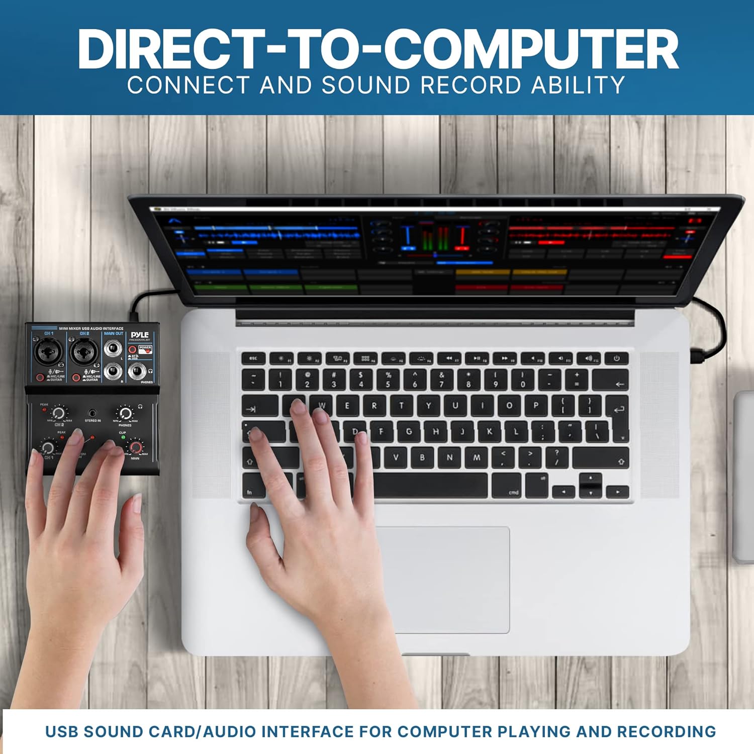 Buy Professional Wireless DJ Audio Mixer 2Channel Bluetooth DJ Controller Sound Mixer w/ USB