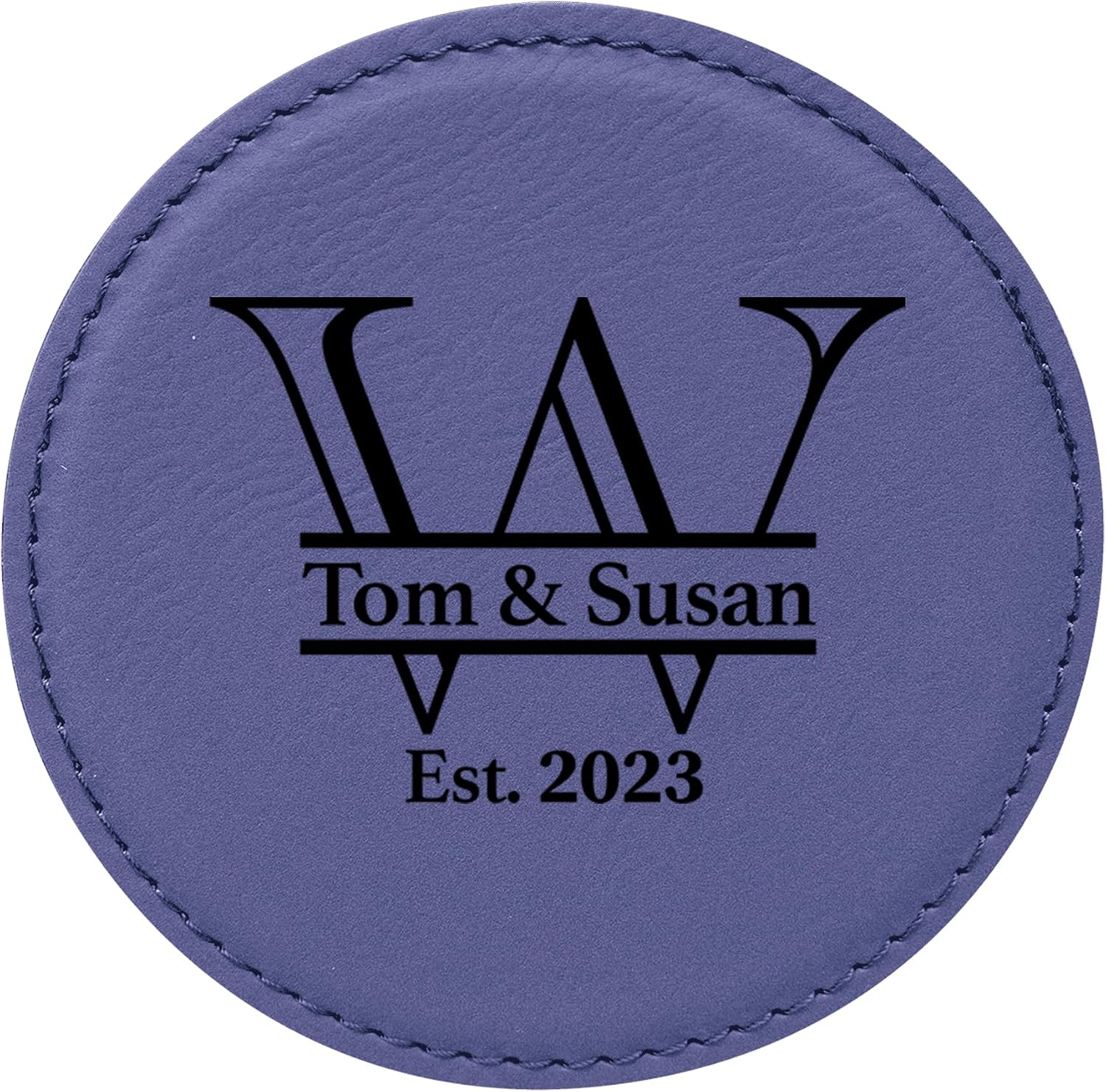Personalized Leather Coasters, Wedding gift for couple, Custom Anniversary Gifts, Bar Coasters for Drinks, Housewarming Gifts, Set of 6 with holder (Round, Gray) image 4