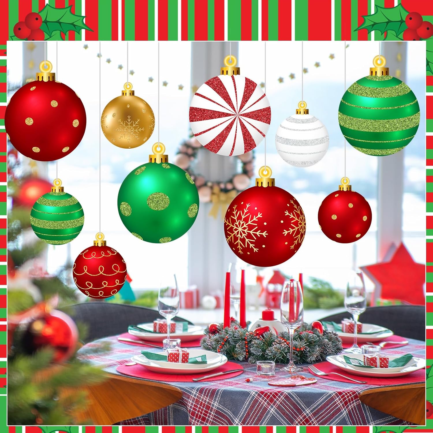 Huwena 24 Pcs Christmas Outdoor Decorations Hanging Ornaments Christmas Yard Signs Double Sided Lawn Decorations for Xmas Party Porch Lawn Decor (Delicate Style)