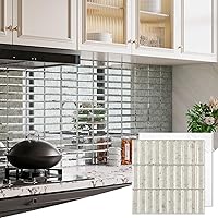 Vista 1 de Diflart Espejo retroprotector contra salpicaduras para despegar y pegar, antigüedad, 1.8 x 11.8 pulgadas, espejo biselado de tres tiras para pared