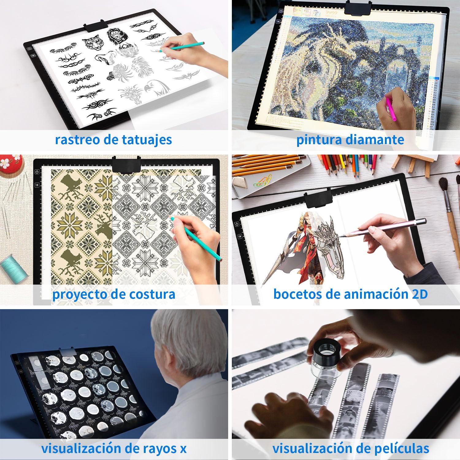 elice Mesa de Luz A3 con soporte/Clip,Recargable Mesa de Luz Dibujo con 2500mAH Batería,Atenuación de seis niveles,adecuada para pintura de diamantes 5D,Artesanía,Bocetos,Animacion,Tatoo Dibuja