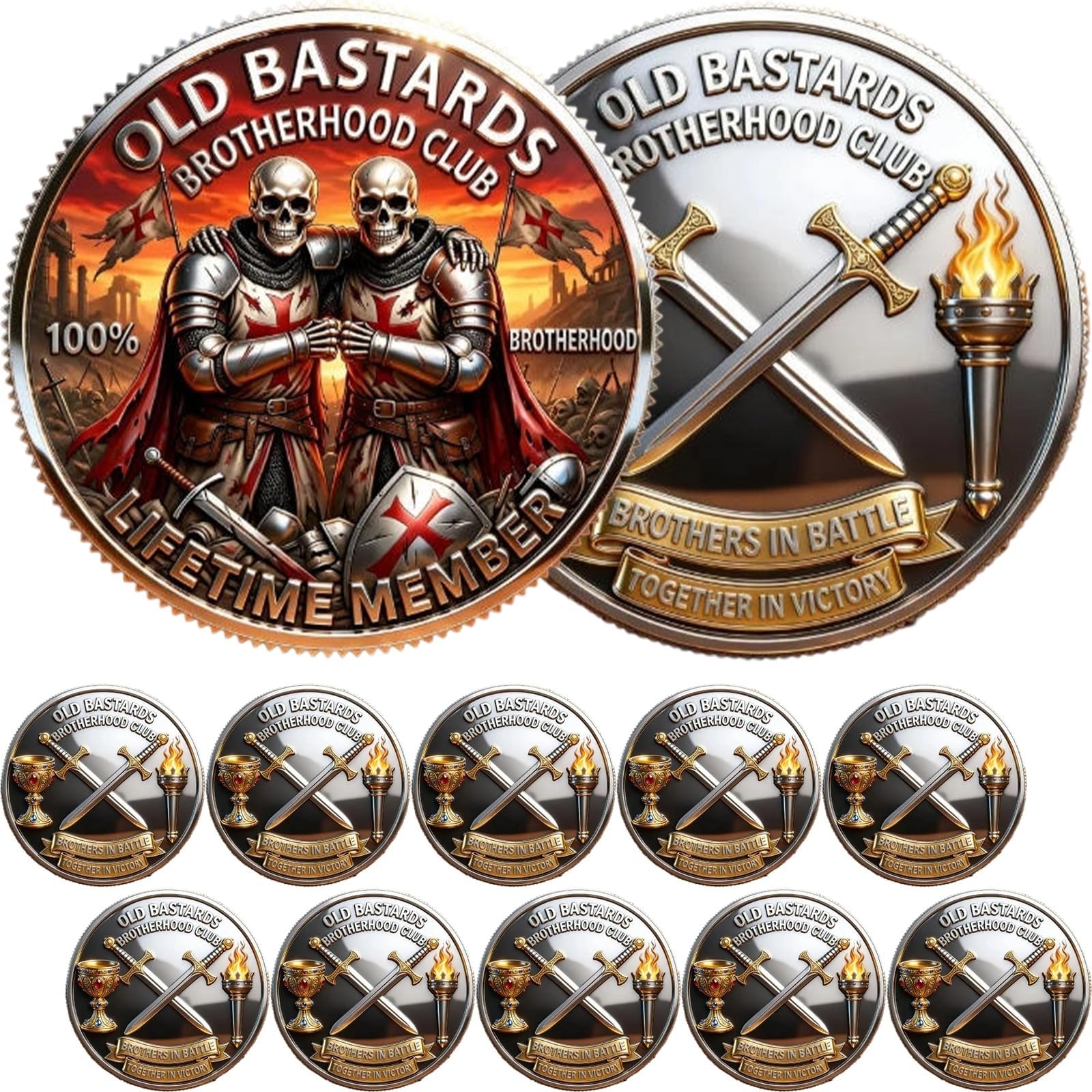 - Moneta for membro a vita del Club Old Bastards - Fratelli in battaglia insieme in - Monete medievali for veterani (7 pezzi)(10pcs)