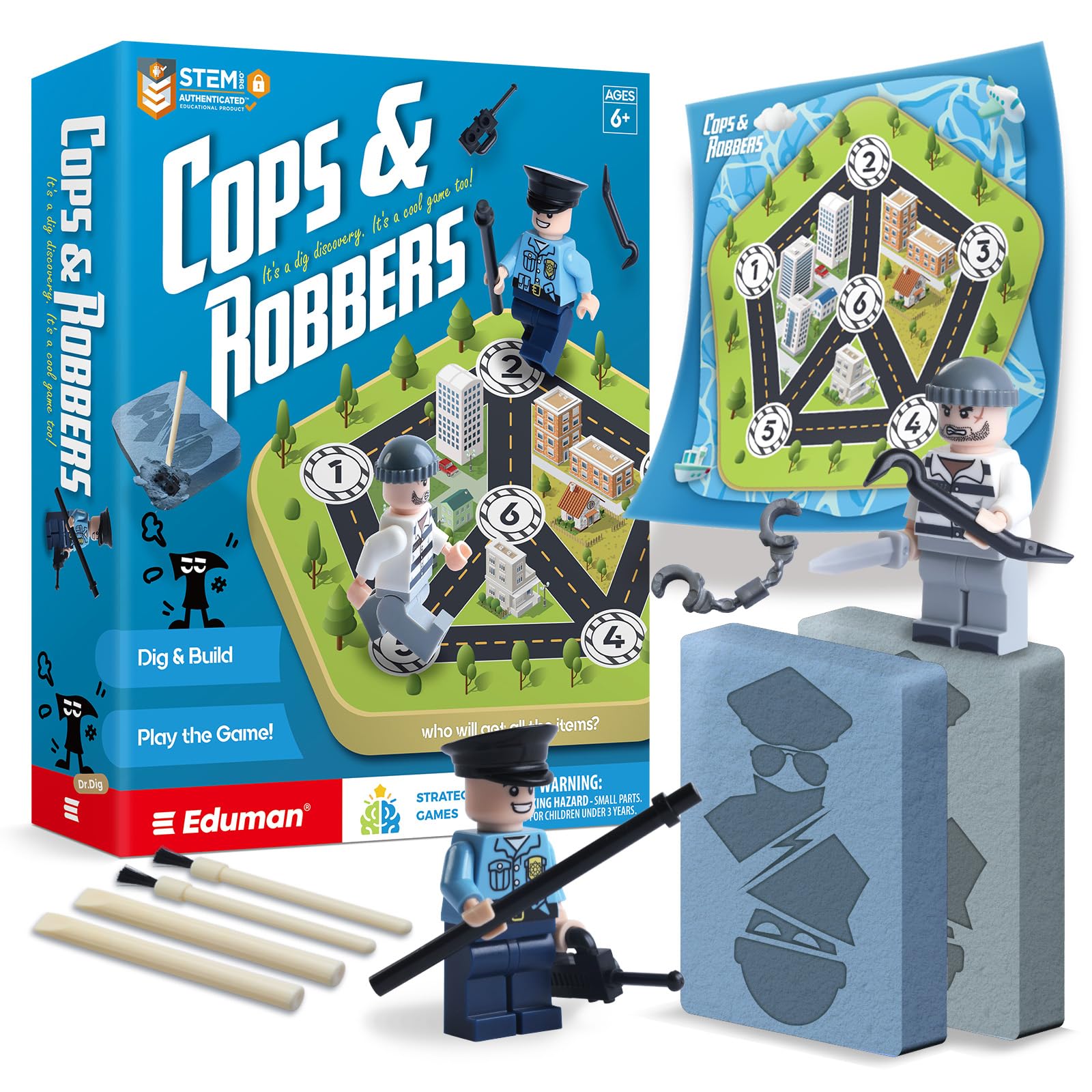 EDUMAN Set di scavi per bambini dai 6 7 8 9 10 11 12 anni - con minifigure
