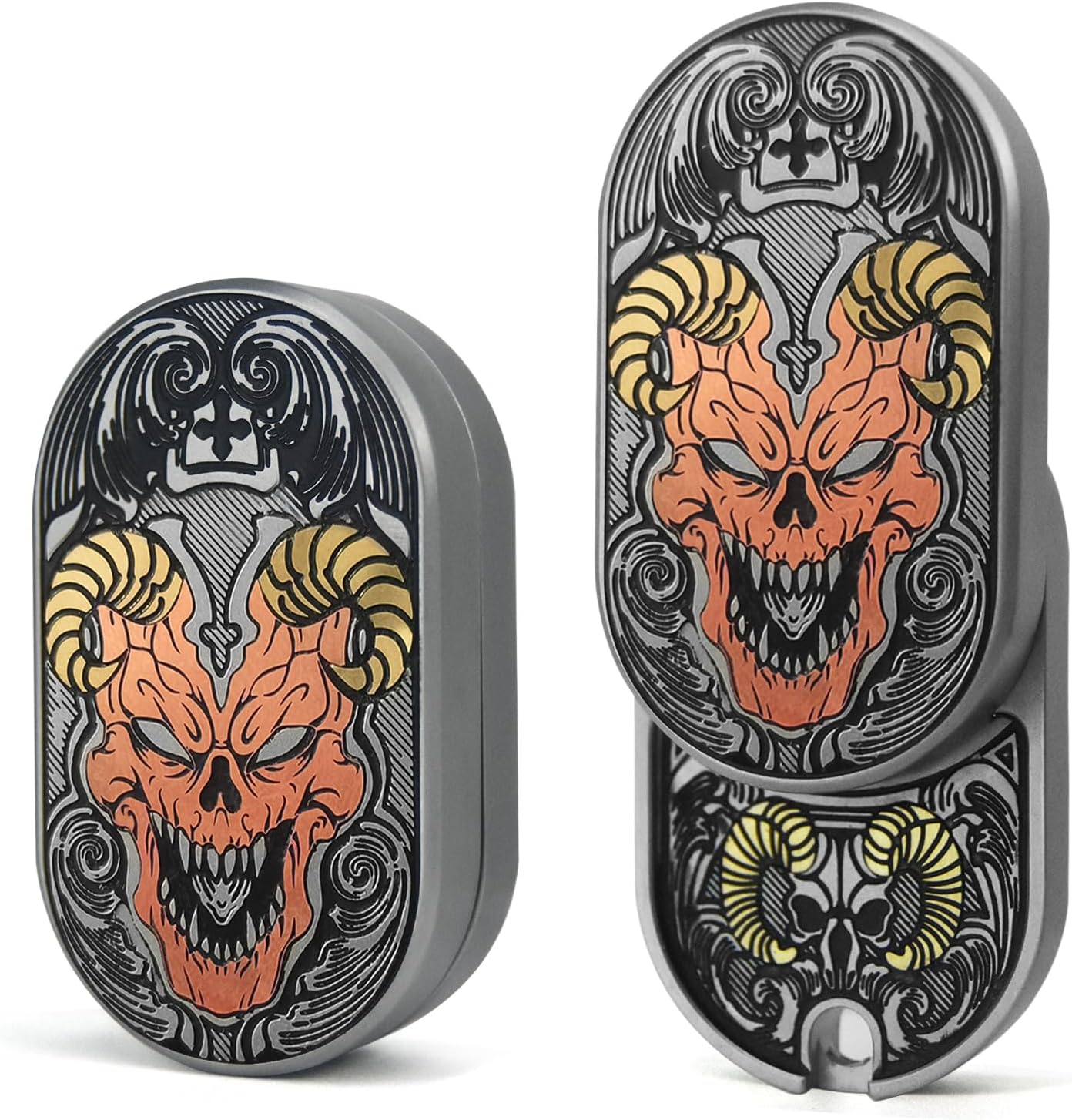 Devil Fidget Slider, Stainless Steel EDC Fidget Toys Adults Executive Desk Toy for Keep Focus & Stress Anxiety Relief, Best Gadgets for Men