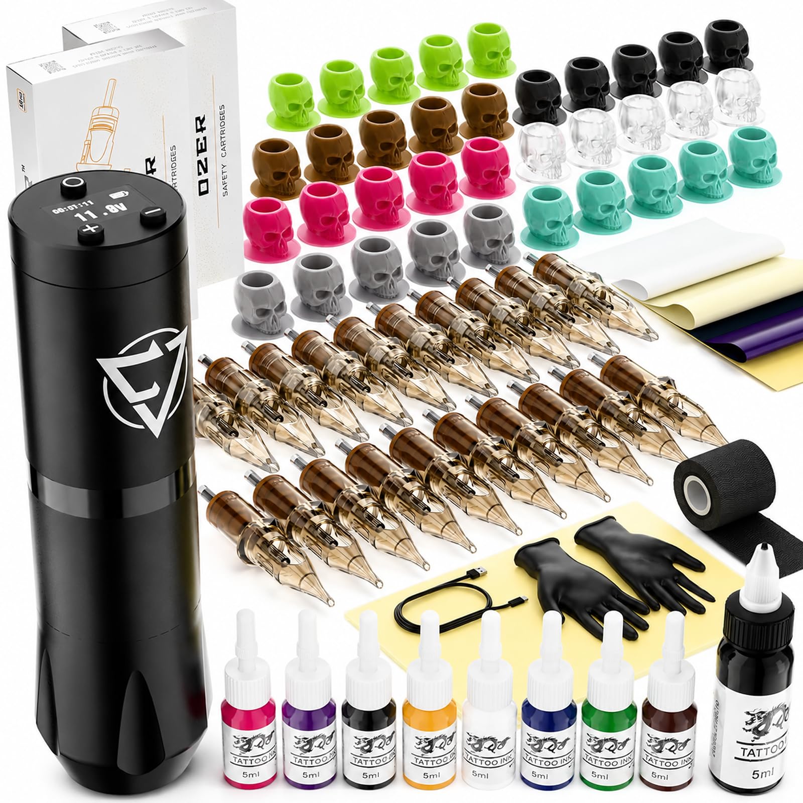 OZER Wireless Tattoo Pen Kit LED Display Aluminum alloy