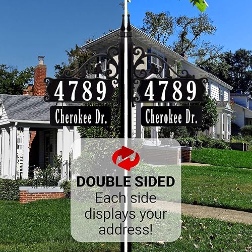 Miniatura 4 de Cartel con dirección superreflectante de doble cara artesanal para rambla, de EE. UU., de 48 pulgadas con placa de identificación personalizable,