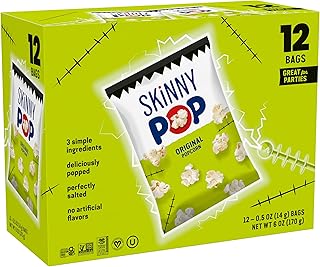 SkinnyPop Popcorn, Original, Trick or Treat Snack Bags, Gluten-Free, Non-GMO Snacks, 0.5oz, 12 Count