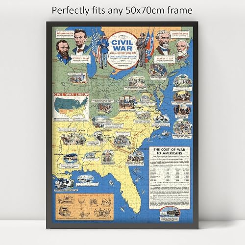 Miniatura 3 de 1966 Rompecabezas de la Guerra Civil Servicio de Educación Cívica Regalo Único Juegos de Rompecabezas Abraham Lincoln, Ulysses S. Grant
